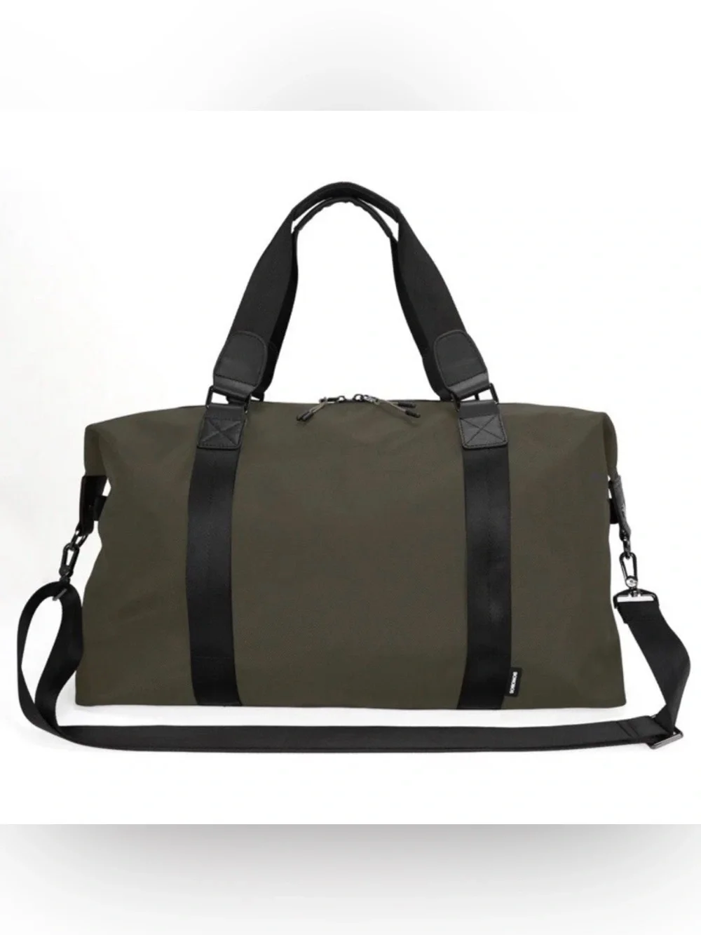 Bonobos Ballistic Nylon Duffle Bag in Olive•Leather Accents•Adjustable Strap•NWT